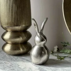 LA GRANDE PRAIRIE - Basil lapin décoratif argenté 13x10x23cm