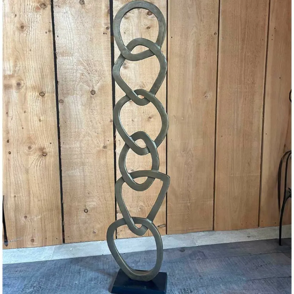 LA GRANDE PRAIRIE - Colonne décorative aluminium doré 123x26x13cm
