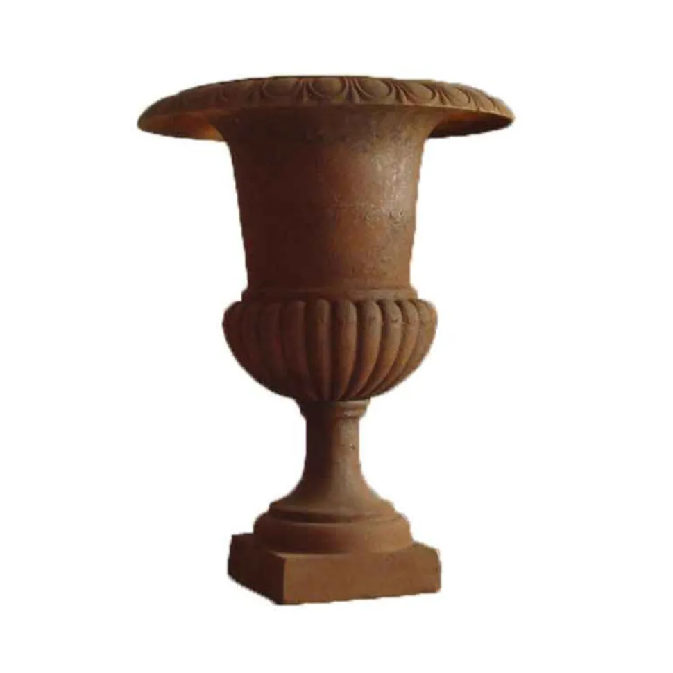 LA GRANDE PRAIRIE - Petit vase médicis fonte rouille 34x34x43cm