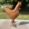 LA GRANDE PRAIRIE - Statuette coq fer rouille 14x7x21cm