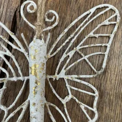 LA GRANDE PRAIRIE - Suspension papillon blanc doré 15x4x13cm