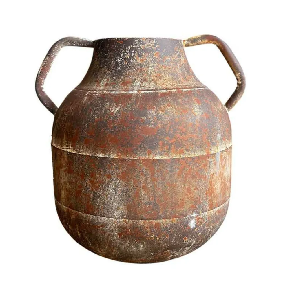 LA GRANDE PRAIRIE - Vase fer marron patiné 29x25x28cm