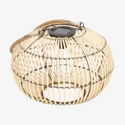 Lampe extérieur solaire led à suspendre ou à poser lilou rotin naturel ø 31.5cm