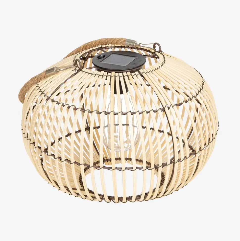 Lampe extérieur solaire led à suspendre ou à poser lilou rotin naturel ø 31.5cm