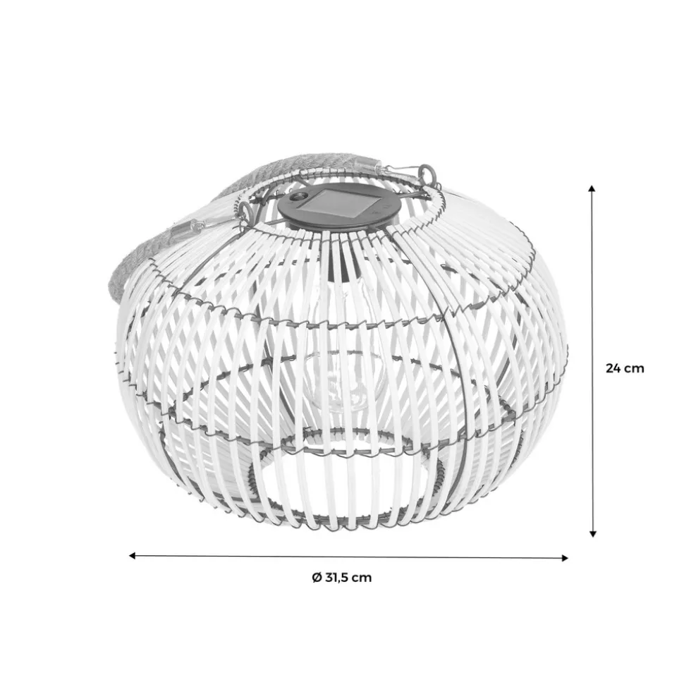 Lampe extérieur solaire led à suspendre ou à poser lilou rotin naturel ø 31.5cm