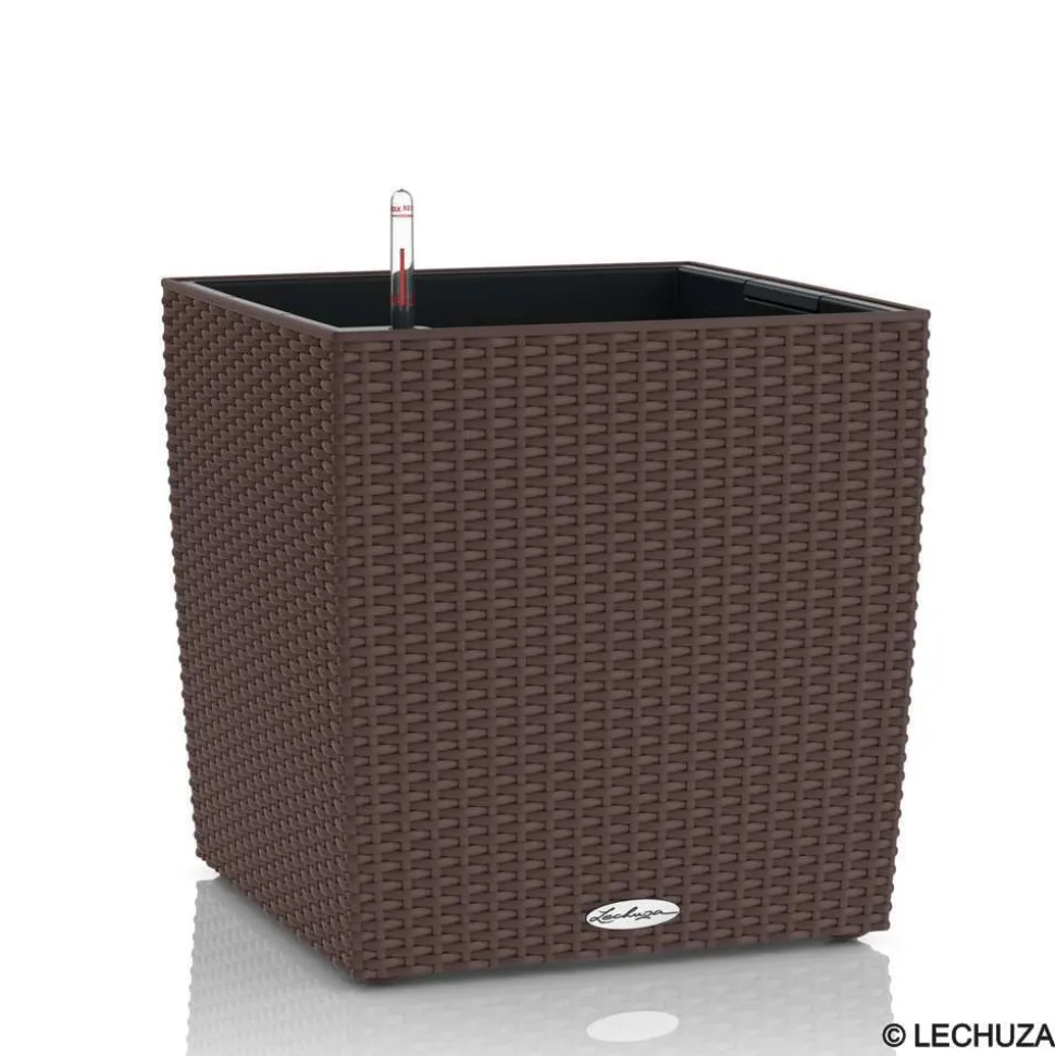 LECHUZA - Cube Cottage en polypropylène, moka L. 50 x l. 50 x H. 50 cm