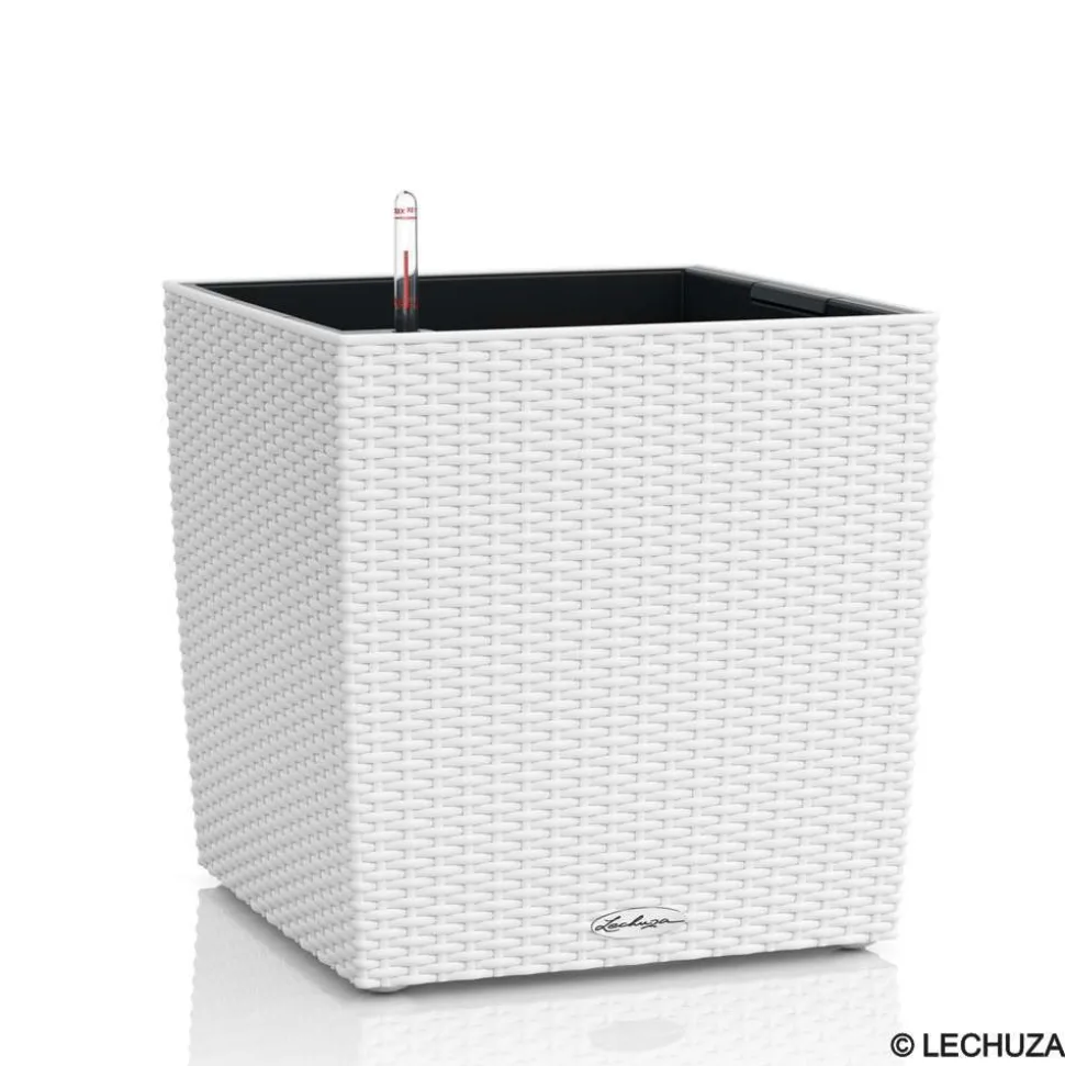 LECHUZA - Cube Cottage en polypropylène, blanc L. 40 x l. 40 x H. 39 cm