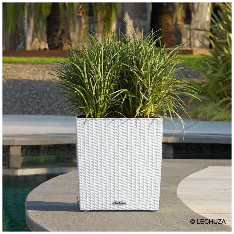 LECHUZA - Cube Cottage en polypropylène, blanc L. 40 x l. 40 x H. 39 cm