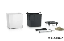 LECHUZA - Pot Cube Premium en polypropylène, blanc L. 30 x l. 30 x H. 30 cm