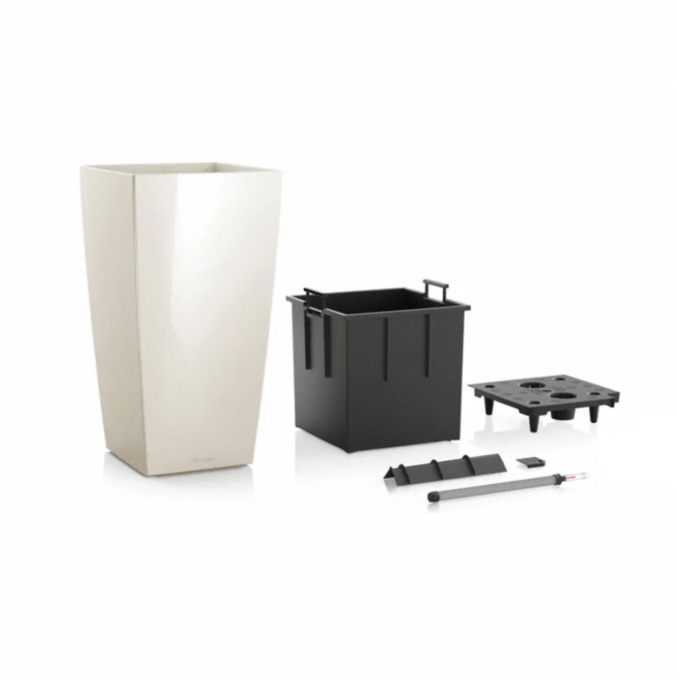 LECHUZA - Pot Cubico Premium, coloris blanc L.40xl.40xH.75cm