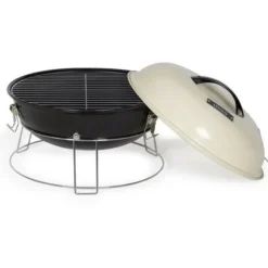 LIVOO - Barbecue a charbon portable - - doc301 - ø34 cm - grille chromé - hauteur 18 cm - poignées - loquets de sécurité