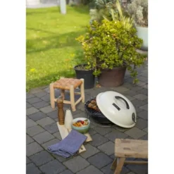 LIVOO - Barbecue a charbon portable - - doc301 - ø34 cm - grille chromé - hauteur 18 cm - poignées - loquets de sécurité