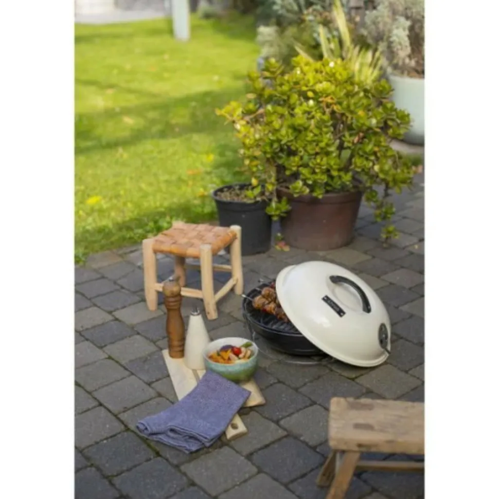 LIVOO - Barbecue a charbon portable - - doc301 - ø34 cm - grille chromé - hauteur 18 cm - poignées - loquets de sécurité