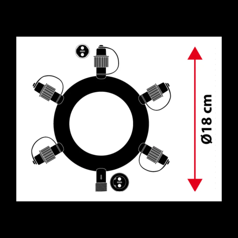 LOTTI - Connecteur en étoile noir 5 sorties pour guirlande guinguette rond ip44 230v lotti