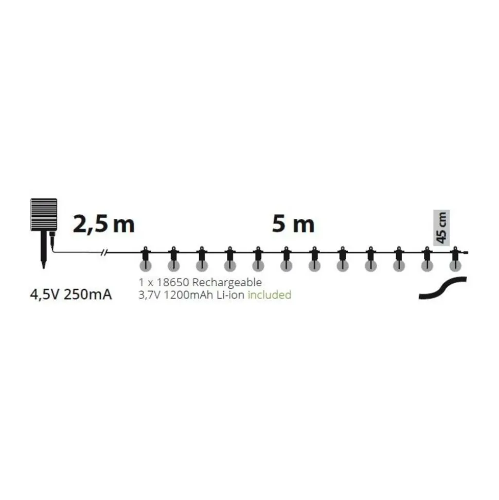 LOTTI - Guirlande guinguette solaire 5m 12 ampoules g40 e12 filament led blanc chaud lotti
