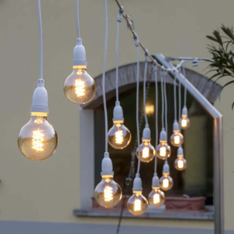 LOTTI - Guirlande guinguette stalactite 5m hauteur 70cm 8 douilles e27 cable blanc luxa 230v ip44 lotti