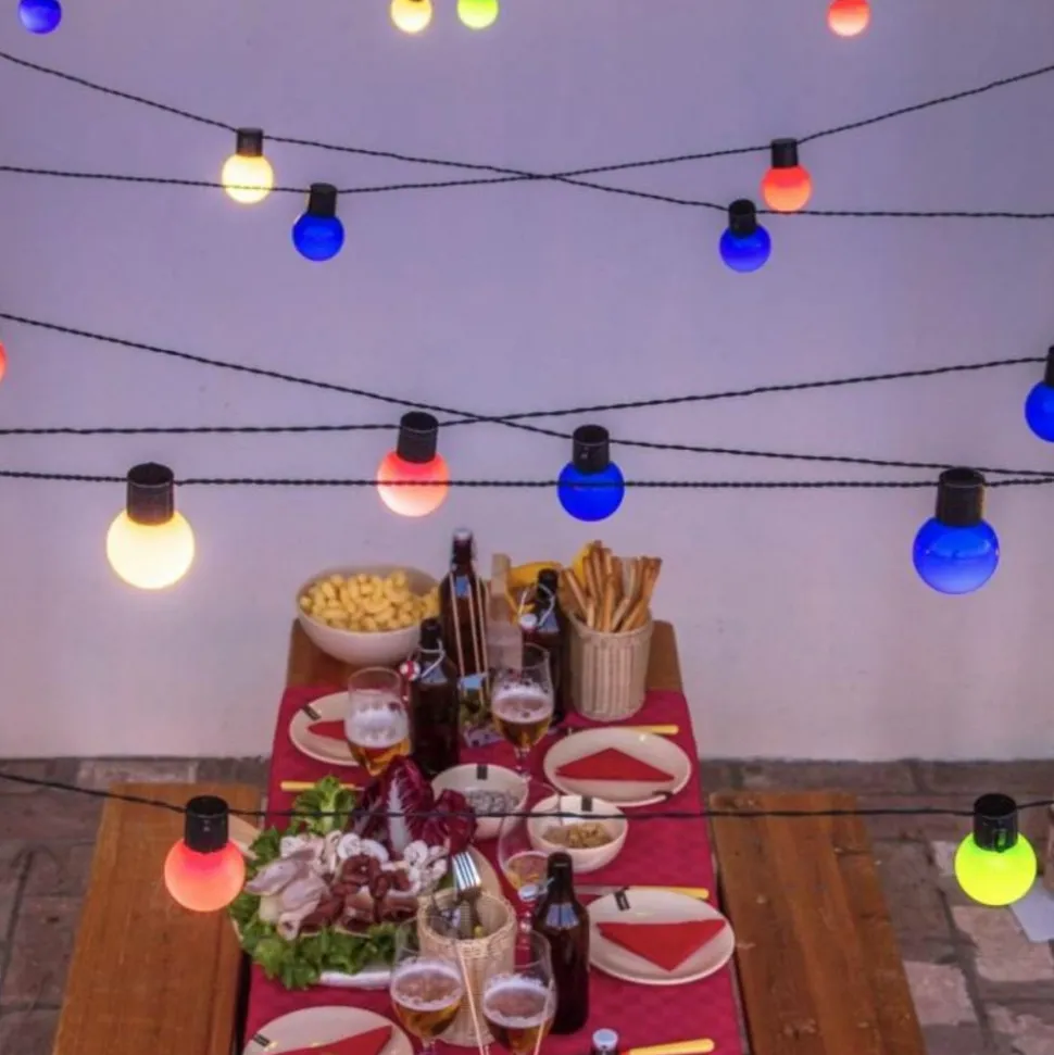 LOTTI - Guirlande lumineuse guinguette multicolore 10m 20 globes led pas cher lotti