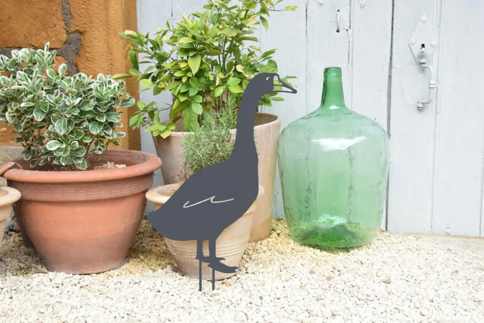 LOUIS MOULIN - Figurine à piquer oie - 50x34 cm - anthracite