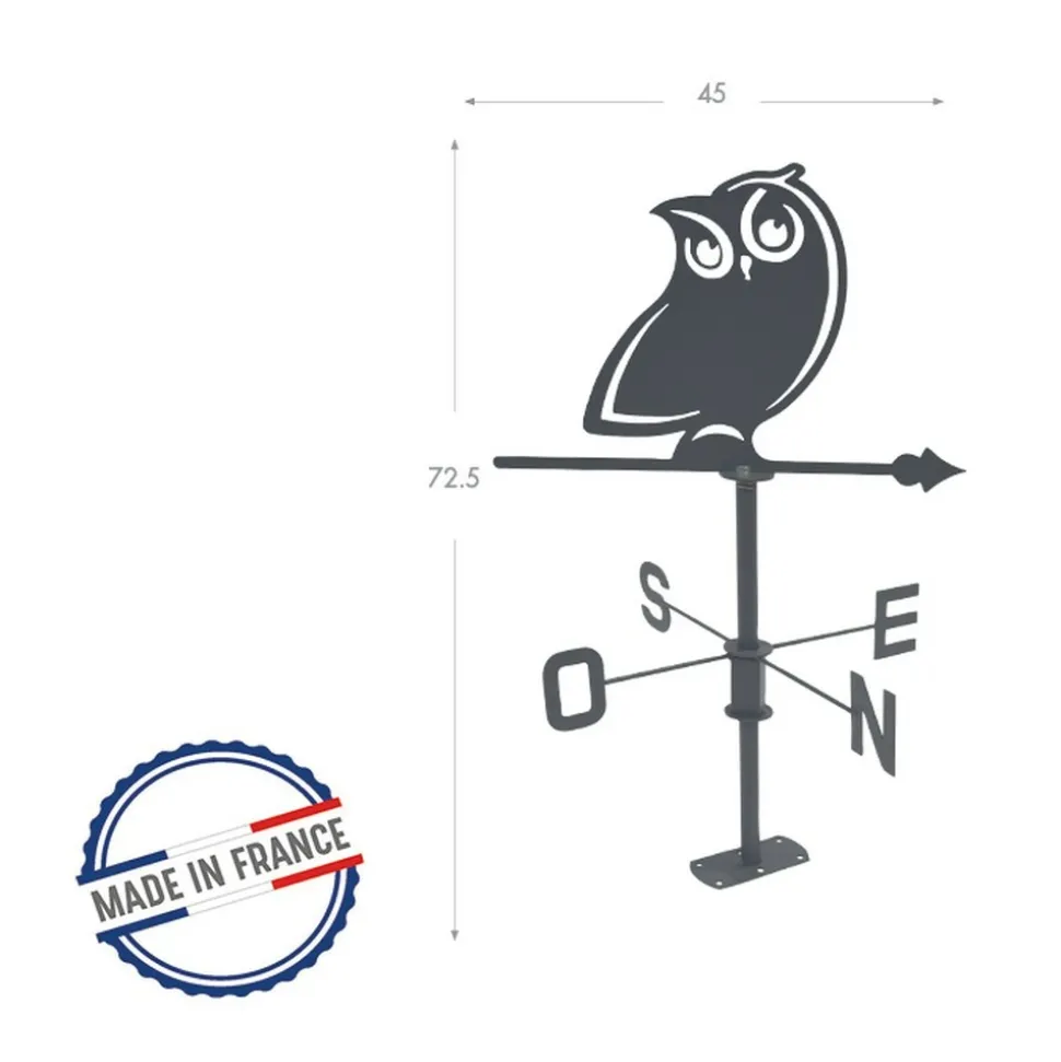 LOUIS MOULIN - Girouette hibou - 45x72,5 cm - anthracite