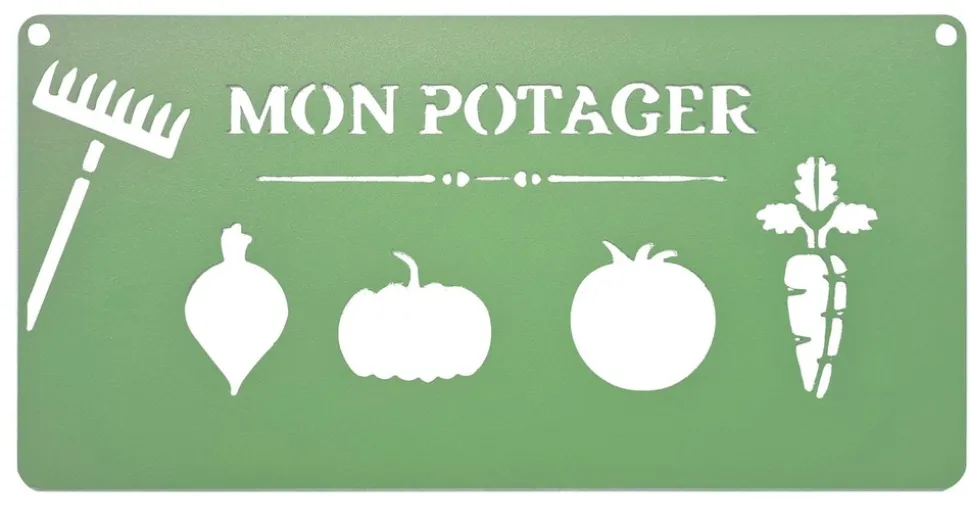 LOUIS MOULIN - Pancarte décorative en métal "mon potager" - 25x12,5cm - vert pâle