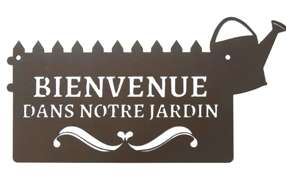 LOUIS MOULIN - Pancarte décorative en métal "bienvenue" - 31x16,5cm - fer vieilli