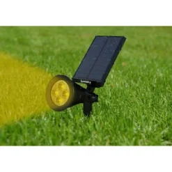 LUMI JARDIN - Lot de 2 projecteurs solaires a led spiky - - 200 lumens - blanc chaud - etanche - 34 cm