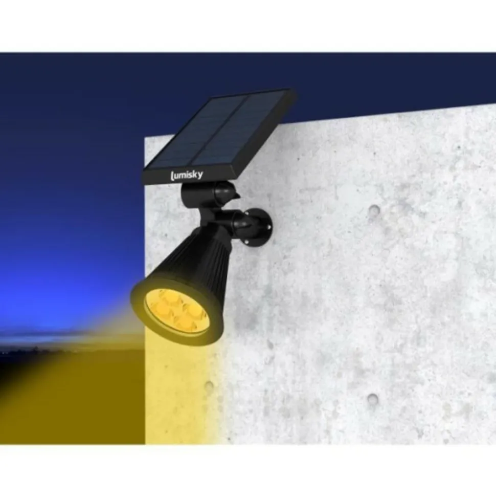 LUMI JARDIN - Lot de 2 projecteurs solaires a led spiky - - 200 lumens - blanc chaud - etanche - 34 cm