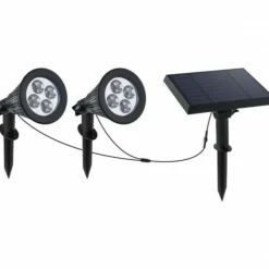 LUMI JARDIN - Spot solaire led - - family spiky - 3 w - blanc froid - pvc - noir