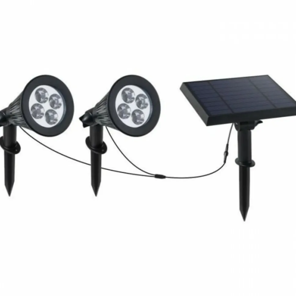 LUMI JARDIN - Spot solaire led - - family spiky - 3 w - blanc froid - pvc - noir