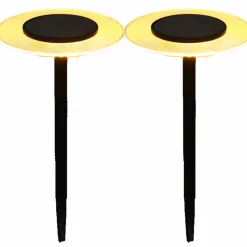 LUMISKY - 2 balises solaires à piquer ufo noir acier h35cm