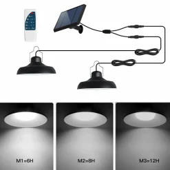 LUMISKY - Double suspensions solaires waren noir metal d18cm