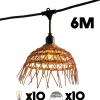 LUMISKY - Guirlande lumineuse hawaii noir poly rotin 6m
