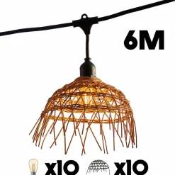 LUMISKY - Guirlande lumineuse hawaii noir poly rotin 6m