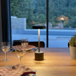 LUMISKY - Lampe de table sans fil touch led roby gris aluminium h30cm