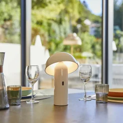 LUMISKY - Lampe de table sans fil led tod blanc metal h28cm