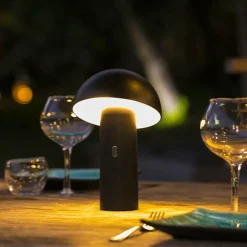 LUMISKY - Lampe de table sans fil led tod noir metal h28cm