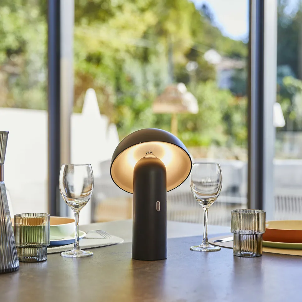 LUMISKY - Lampe de table sans fil led tod noir metal h28cm