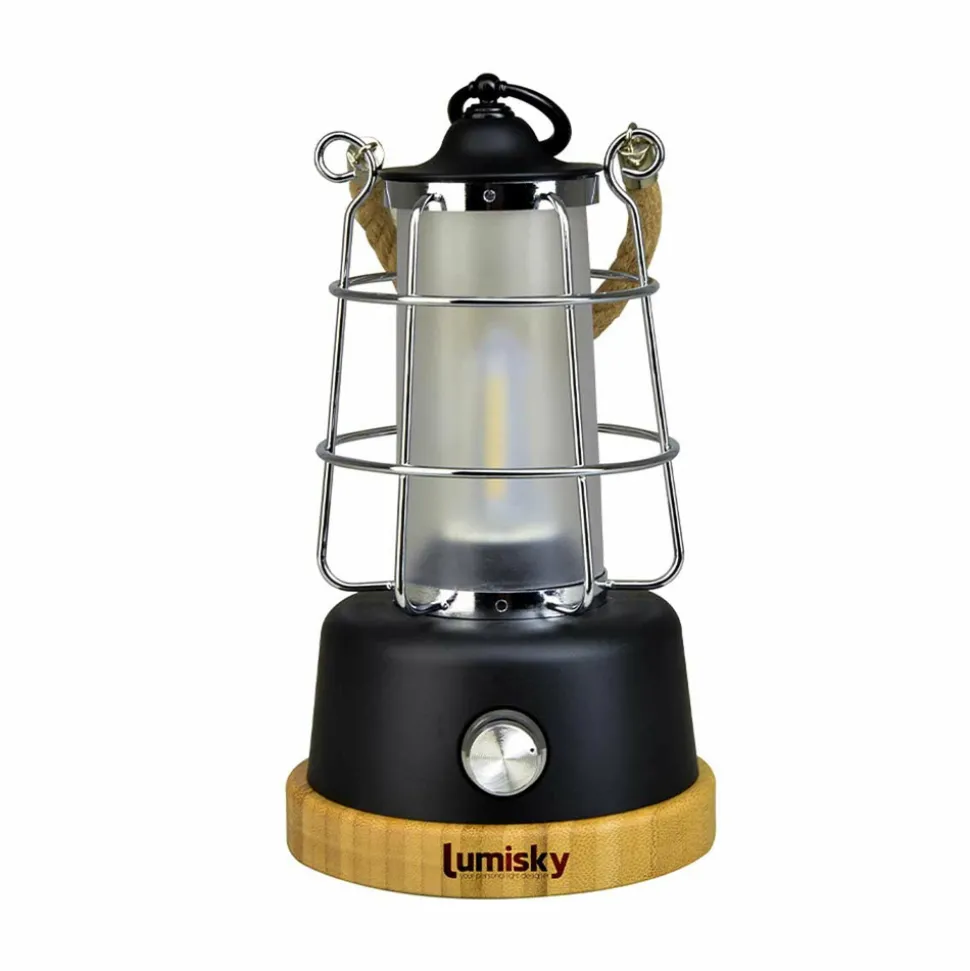 LUMISKY - Lanterne sans fil led wildy noir metal h23cm