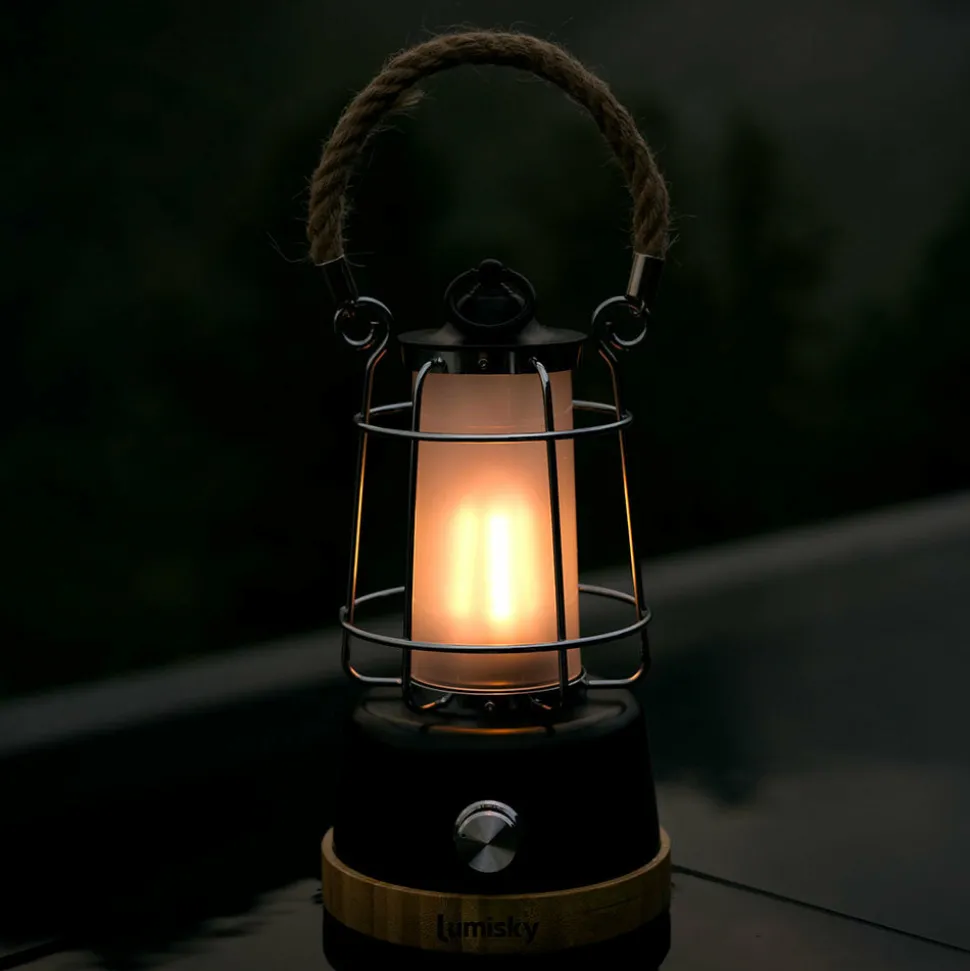 LUMISKY - Lanterne sans fil led wildy noir metal h23cm