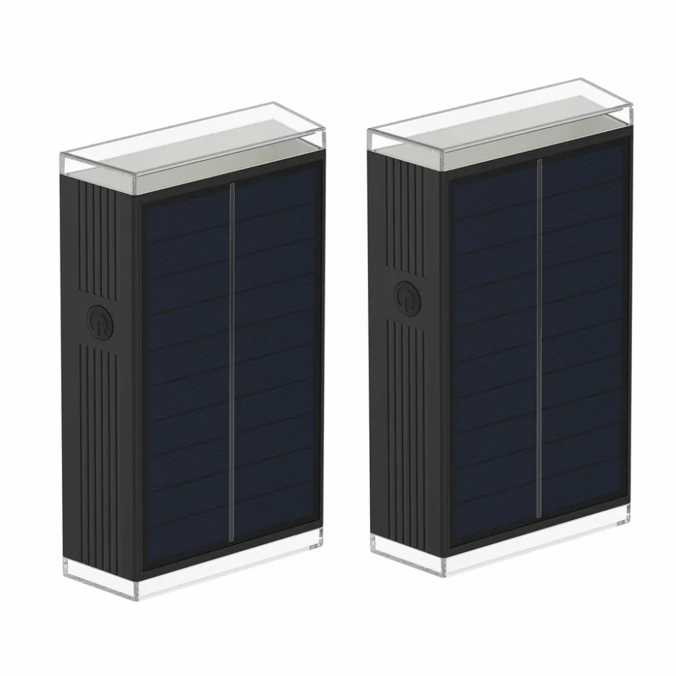 LUMISKY - Lot de 2 projecteurs solaires rody noir plastique h18 cm