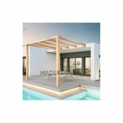 MADERLAND - Pergola accolée en bois lamellé-collé burgos 400 x 400 cm