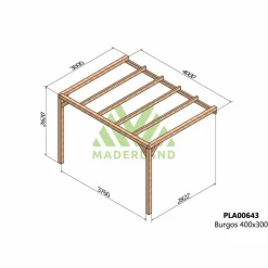 MADERLAND - Pergola accolée en bois lamellé-collé burgos 400 x 300 cm