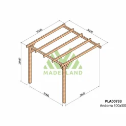 MADERLAND - Pergola accolée en bois lamellé-collé andorra 300 x 300 cm