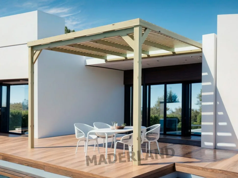 MADERLAND - Pergola adossée en bois montpellier 500 x 300 cm