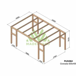 MADERLAND - Pergola en bois lamellé-collé granada 600 x 400 cm