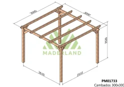 MADERLAND - Pergola en bois autoportante - modèle cambados - 300 x 300 cm