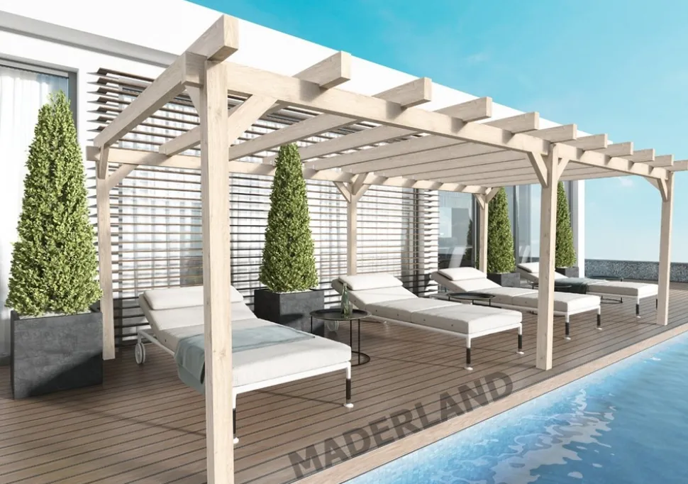 MADERLAND - Pergola en bois autoportante - modèle marsella - 500 x 500 cm