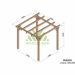 MADERLAND - Pergola en bois lamellé-collé linares 300 x 300 cm