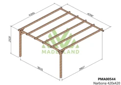 MADERLAND - Pergola en bois adossée - modèle narbonne - 420 x 420 cm