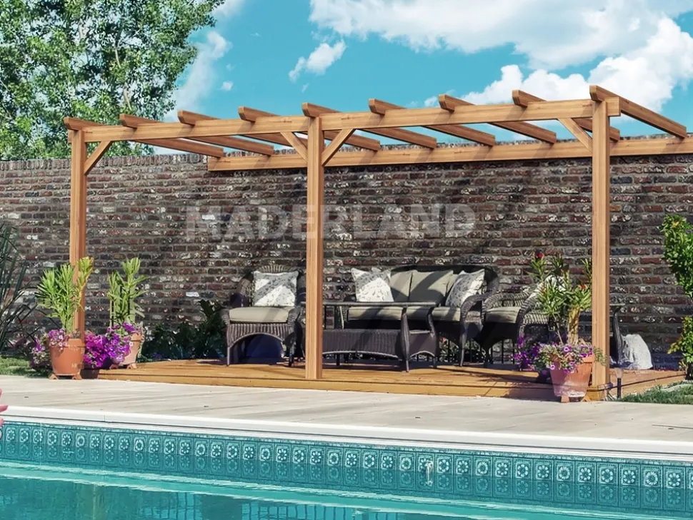 MADERLAND - Pergola en bois adossée - modèle palma - 300 x 300 cm